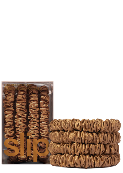 Slip Pure Silk Skinny Scrunchies In Copper