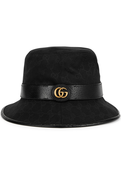 Gucci Gg Monogram Canvas Bucket Hat, Black, Bucket Hat, Canvas