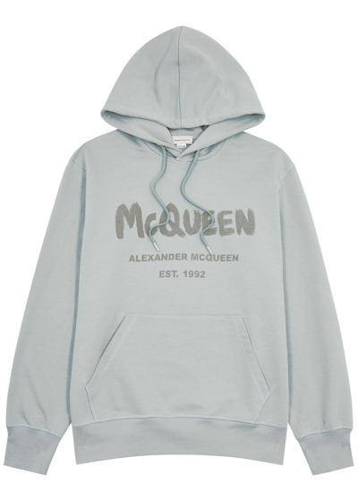 Alexander Mcqueen Logo Hooded Cotton Sweatshirt In Grey