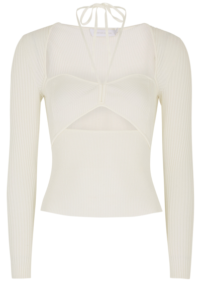 Simkhai Jonathan  Alexia Cut-out Ribbed-knit Top In White