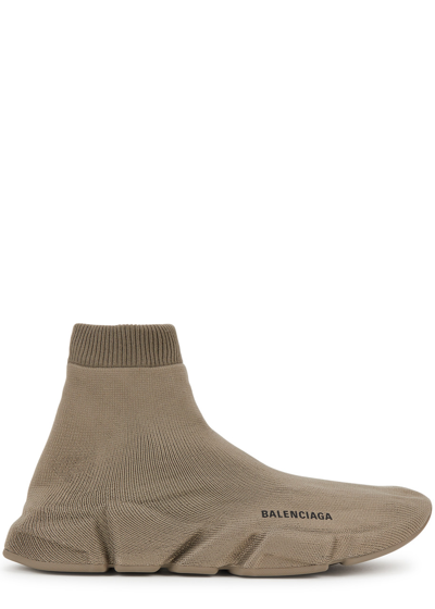 Balenciaga Speed Stretch-knit Trainers In Taupe
