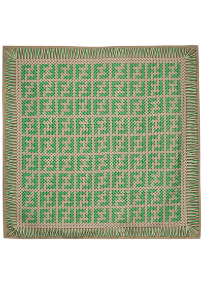 Fendi Printed Silk Scarf In Green