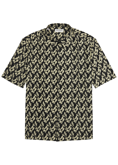 Saint Laurent Printed Voile Shirt In Black