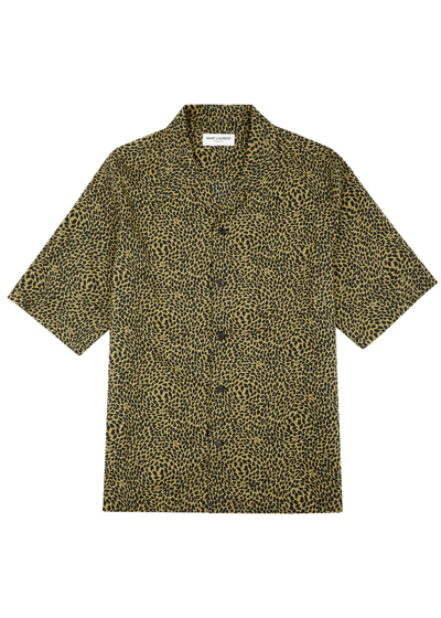 Saint Laurent Leopard-print Jersey Shirt In Brown