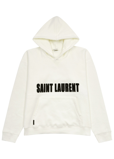 Saint Laurent Agafay Hooded Cotton Sweatshirt In Cream