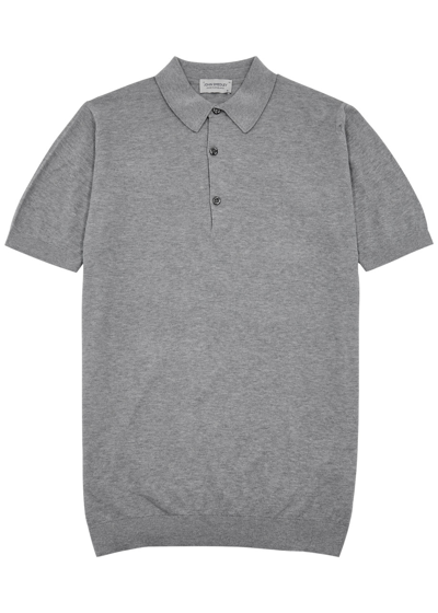 John Smedley Roth Cotton Polo Shirt In Silver