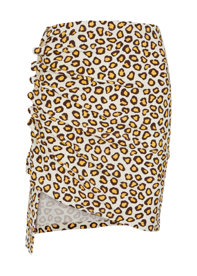 Rabanne Leopard-print Asymmetric Miniskirt