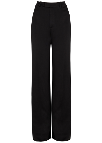 Saint Laurent Wide-leg Satin Trousers In Black