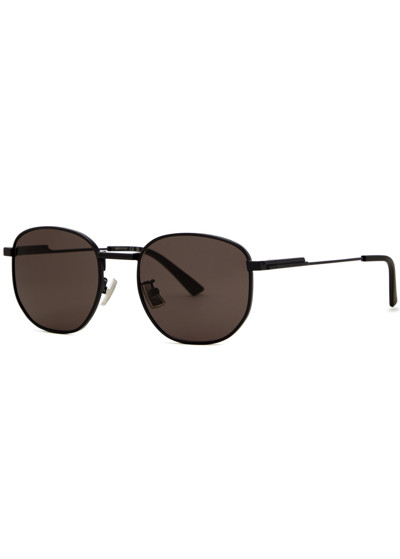 Bottega Veneta Round-frame Sunglasses, Designer Sunglasses, Black In Burgundy