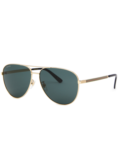 Gucci Aviator-style Sunglasses In Green