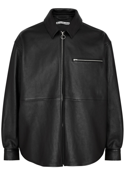 Acne Studios Letito Leather Overshirt In Black