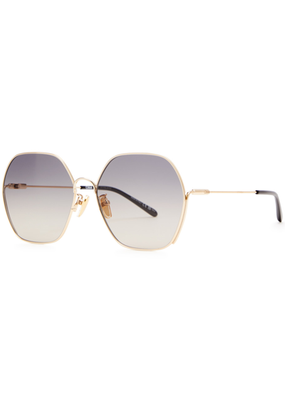 Chloé Chloe Hexagonal-frame Sunglasses In Gold