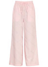 Rotate Birger Christensen + Net Sustain Crystal-embellished Organic Cotton-poplin Wide-leg Pants In Light Pink