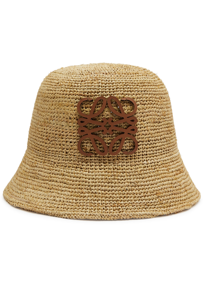 Loewe Anagram Raffia Bucket Hat In Neutral