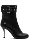 Alexander Mcqueen Heeled Biker Boots In Black