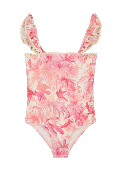Zimmermann Kids Ginger Printed Swimsuit In Pink