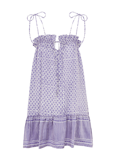 Cloe Cassandro Daisy Printed Silk And Cotton-blend Mini Dress In Lilac