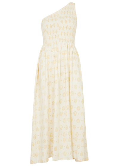 Cloe Cassandro Tara One-shoulder Midi Dress In Cream