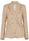 Veronica Beard Miller Dickey Linen-blend Blazer In Khaki Melange