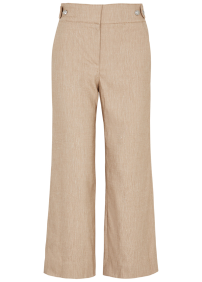 Veronica Beard Aubrie Linen Pant In Khaki Melange In Beige