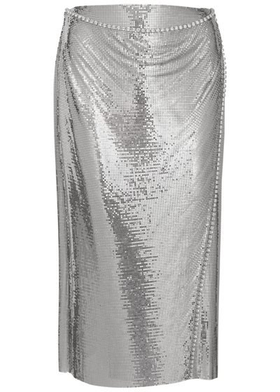 Rabanne Chainmail Midi Handkerchief Skirt In Silver