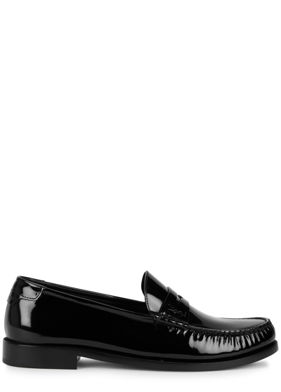 Saint Laurent Moc Patent Leather Loafers In Black