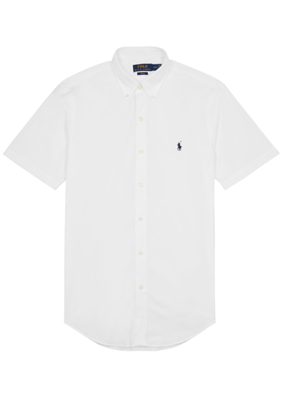Polo Ralph Lauren Slim-fit Button-down Collar Logo-embroidered Cotton-blend Poplin Shirt In White