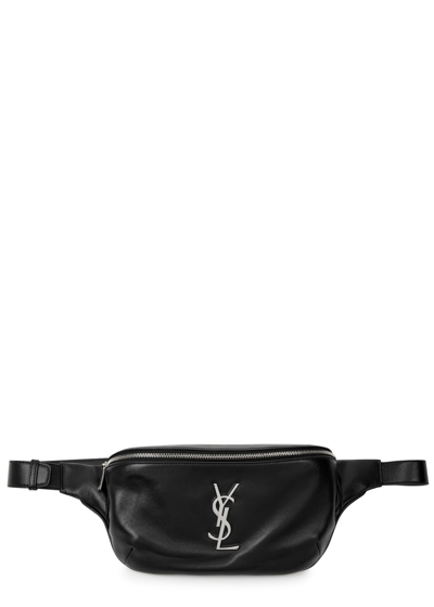 Saint Laurent Marsupio Logo Leather Belt Bag In Black