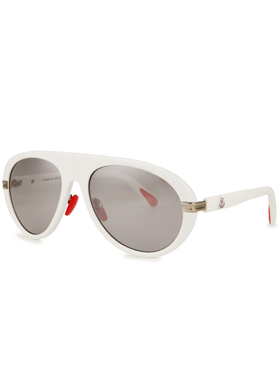 Moncler Navigaze Oval-frame Sunglasses, Sunglasses, Rubberised Arms In Metallic