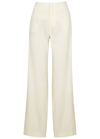 Frame High-rise Linen-blend Wide-leg Trousers In Off White