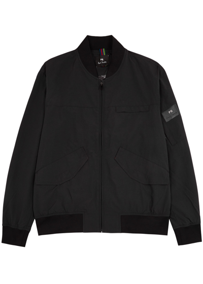 Ps By Paul Smith Logo Nylon Bomber Jacket In Blacks