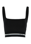 Helmut Lang Cotton Blend Square Neck Crop In Black