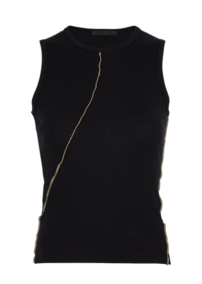 Helmut Lang Seamed Cotton Muscle Tank Top In Black