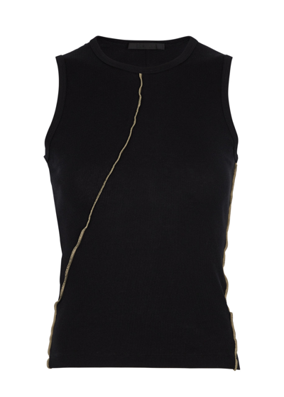 Helmut Lang Seamed Cotton Muscle Tank Top In Basalt Black