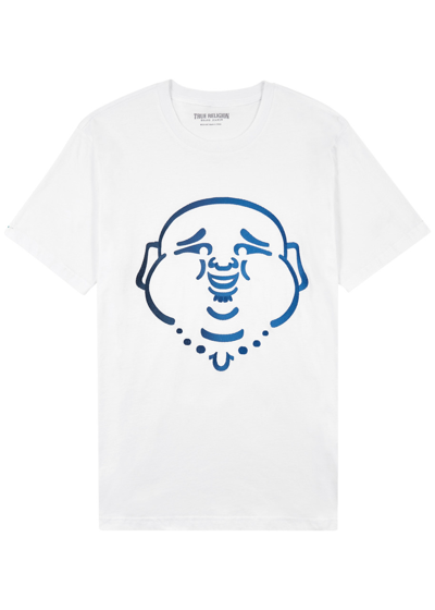 True Religion Men's Short Sleeve Ombre Buddha Face T-shirt In Optic White