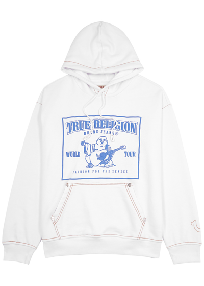 True Religion Big T Logo Cotton Hoodie In White