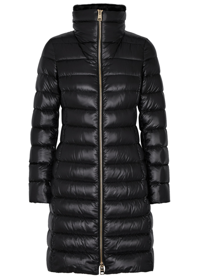 Herno Quilted Faux Fur-trimmed Shell Jacket In Black
