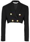 Palm Angels Double-breasted Cropped Blazer With Gold Button Accents In Black
