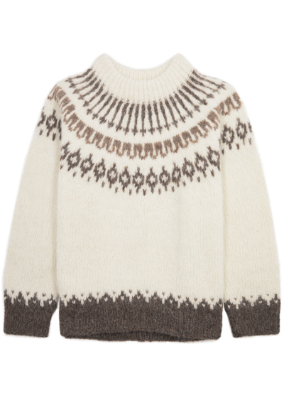 Bode Men's Branch Yoke Intarsia-knitted Alpaca-blend Sweater In Cream