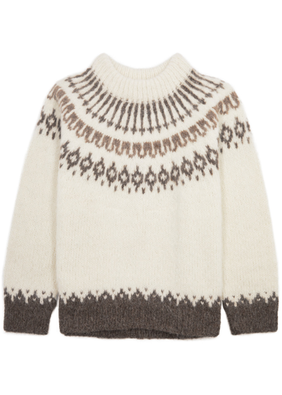 Bode Men's Branch Yoke Intarsia-knitted Alpaca-blend Jumper In Cream