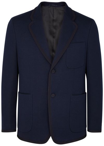 Gucci Gg-jacquard Cotton-blend Blazer In Blue