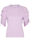 Frame Ruched Tie Sleeve Top In Lilac