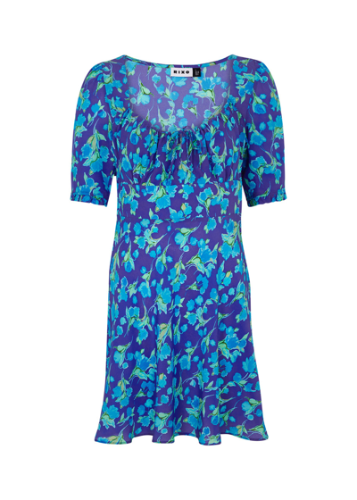 Rixo London Rixo Lilita Floral-print Silk Mini Dress In Blue