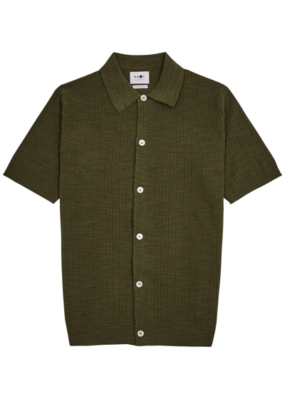 Nn07 Nolan Ribbed Cotton-blend Shirt In Green