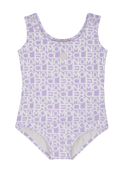 Moncler Kids Logo-print Swimsuit In Purple Other