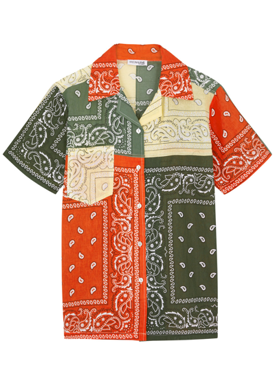 Arizona Love Patchwork Bandana Print Cotton Shirt, Shirt, Khaki