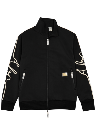Advisory Board Crystals Logo-embroidered Jersey Track Jacket In Black
