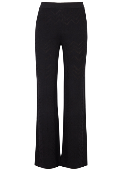 Missoni Zigzag-intarsia Wool-blend Trousers In Black