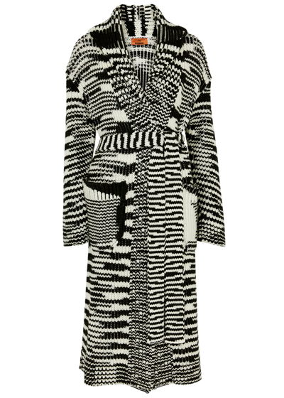 Missoni Space-dye Intarsia Belted Wool Cardigan In Black