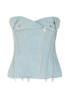Dion Lee Strapless Denim Top In Light Blue